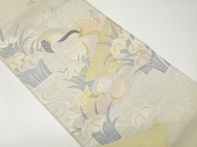 JAPANESE KIMONO / FUKURO OBI / WOVEN RIVERSIDE & MANDARIN DUCK 